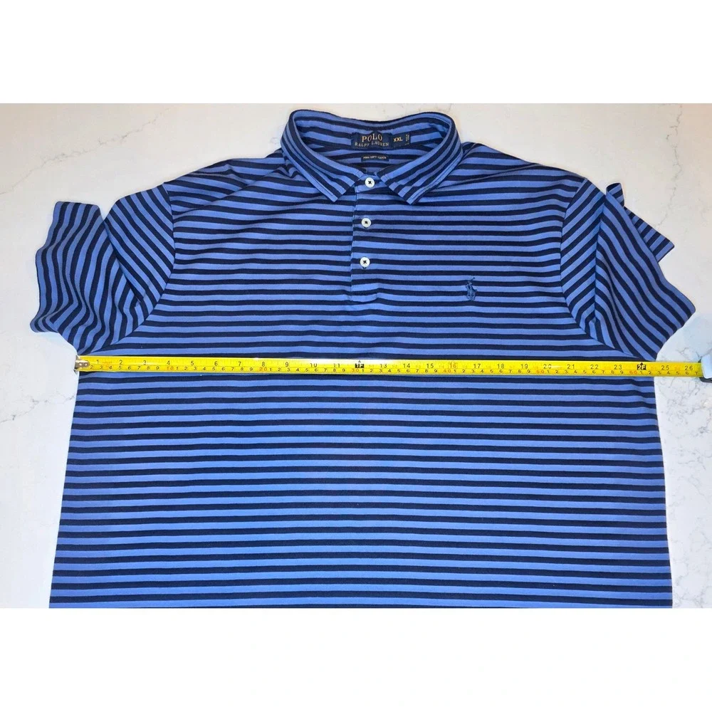 Polo Ralph Lauren Pima Soft Touch Polo Mens XXL Blue Navy Striped Short Sleeve